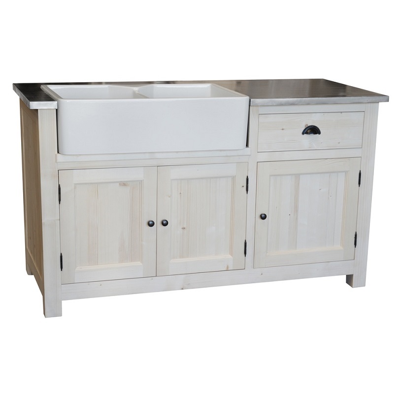 Meuble De Cuisine Romane Avec Evier Timbre Double Bacs Integre 155x65x90 Cm Depot Des Docks