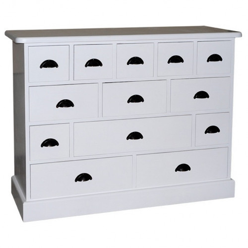 Commode mercerie 13 tiroirs ROMANE en pin massif - 120x48x95