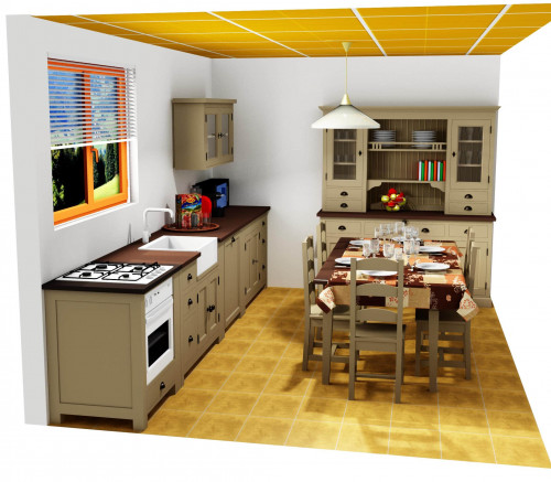 Plan 3D d'une cuisine complète