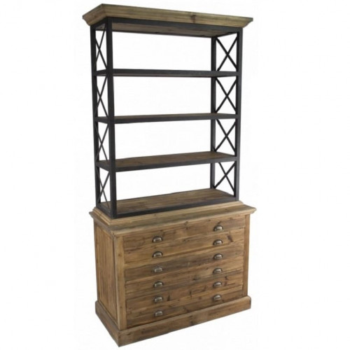 Etagère Vintage industrielle métal & Vieux Bois - 105x50x227 cm