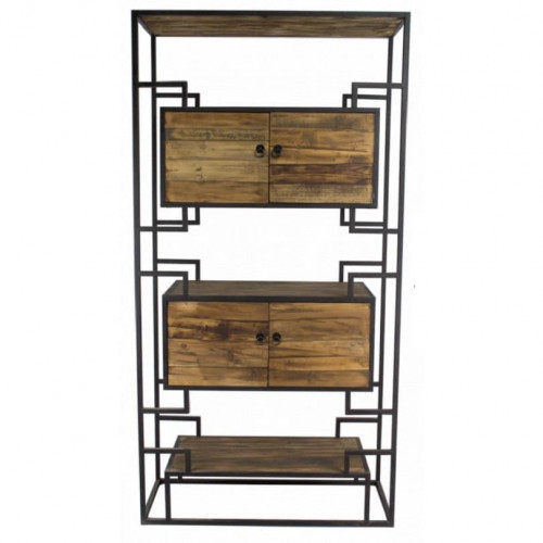 Etagère Vintage industrielle métal & Vieux Bois - 110x45x215 cm