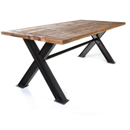 Table à Manger Vintage industrielle métal & Vieux Bois 200x100 cm