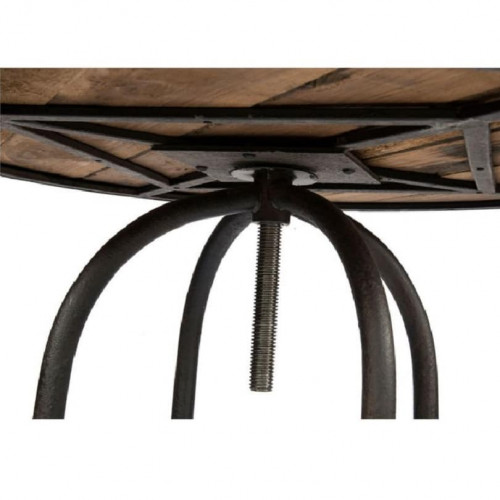 Table Haute de Bar Mange Debout Vintage industriel métal & Vieux Bois réglable Ø90 cm