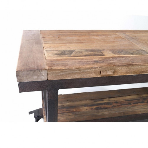 Desserte sur roues Vintage industrielle métal & Vieux Bois - 120x50x82 cm