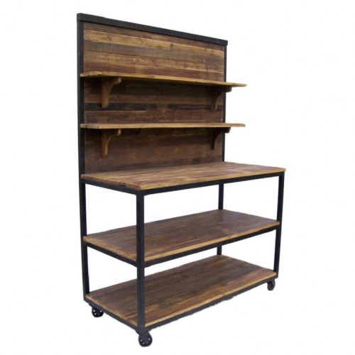Etabli Vintage industriel métal & Vieux Bois - 130x60x180 cm