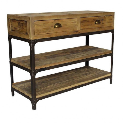 Console Vintage Industrielle métal & Vieux Bois - 100x40x75 cm