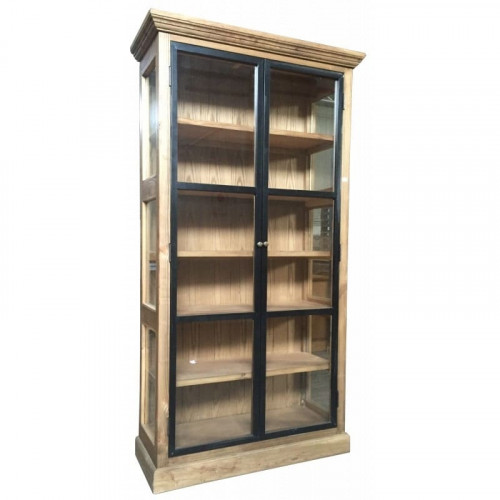 Vitrine vintage industrielle métal & Vieux Bois - 106x42x208 cm