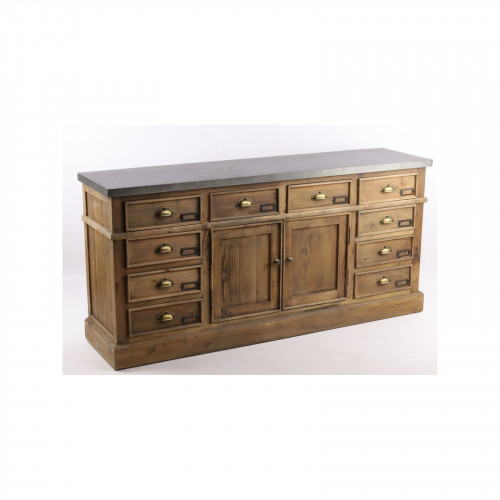 Enfilade "Marfa" de métier 160x40 en bois et en Zinc acier