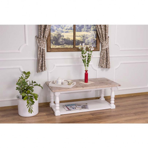 Table basse en bois massif ROMANE - 120x65x48 cm