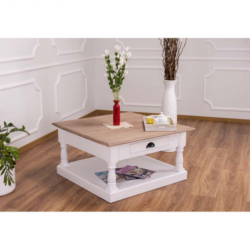 Table basse en bois massif ROMANE - 90x90x47 cm