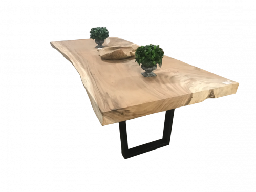 Table à manger en Acacia sur pied métal