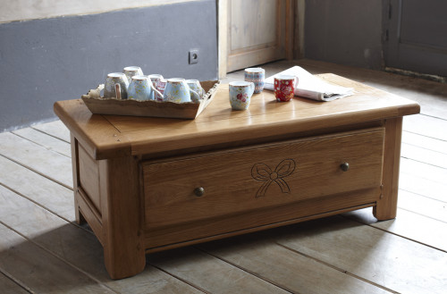 Table de salon DUBLIN 100% chêne massif - 110x55x42 cm