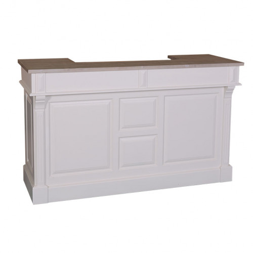 Comptoir Bar 180 cm en pin massif avec plateau en Zinc acier