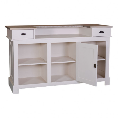 Comptoir Bar 180 cm en pin massif avec plateau en Zinc acier