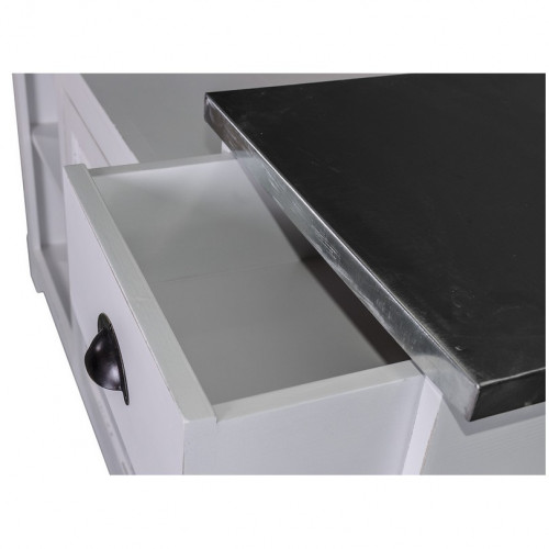 Comptoir Bar 180 cm en pin massif avec plateau en Zinc acier