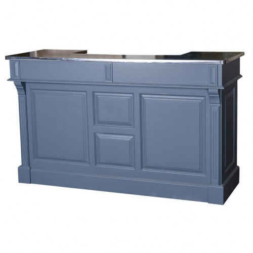 Comptoir Bar 180 cm en pin massif avec plateau en Zinc acier