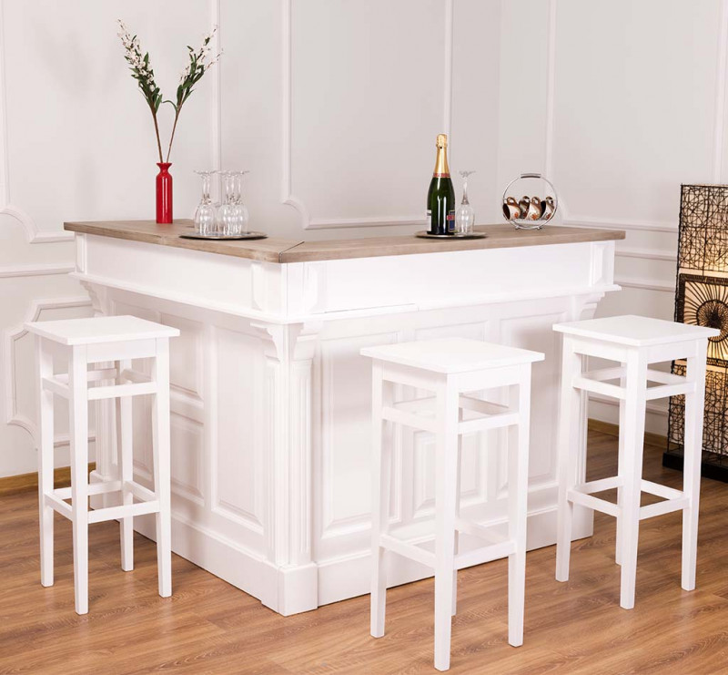 Comptoir de Bar d'angle en bois Massif | (140+140)x51x107cm - Dépôt des ...