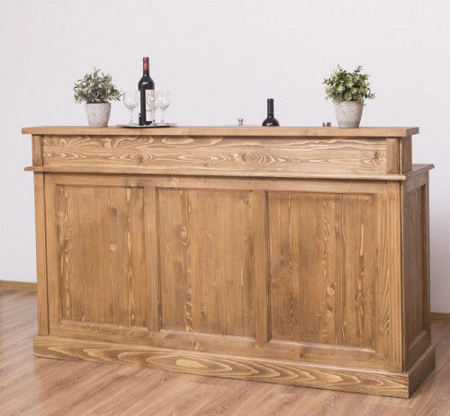 Comptoir d'accueil en pin massif - 180x51x107 cm