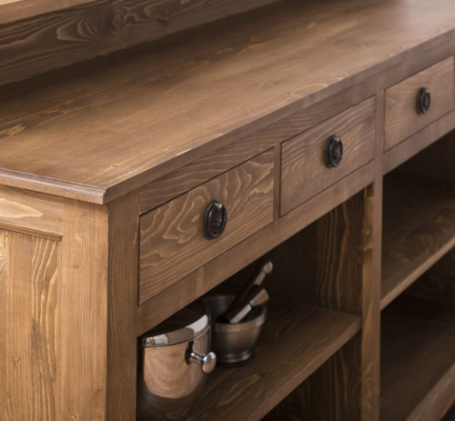 Comptoir d'accueil en pin massif - 180x51x107 cm