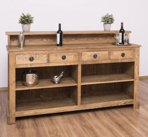 Comptoir d'accueil en pin massif - 180x51x107 cm