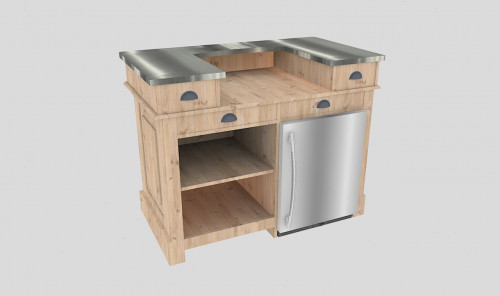 Comptoir Bar 140 cm pour électroménager - Plateau en acier Zingué