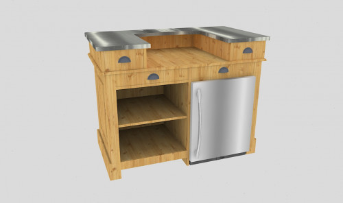 Comptoir Bar 140 cm pour électroménager - Plateau en acier Zingué