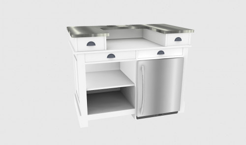Comptoir Bar 140 cm pour électroménager - Plateau en acier Zingué