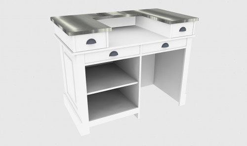 Comptoir Bar 140 cm pour électroménager - Plateau en acier Zingué