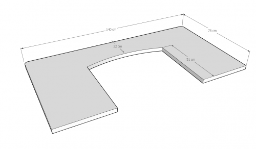 Comptoir Bar 140 cm pour électroménager - Plateau en acier Zingué