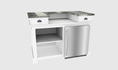 Comptoir Bar 150 cm pour électroménager - Plateau en acier Zingué