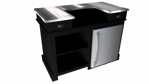 Comptoir Bar 150 cm pour électroménager - Plateau en acier Zingué