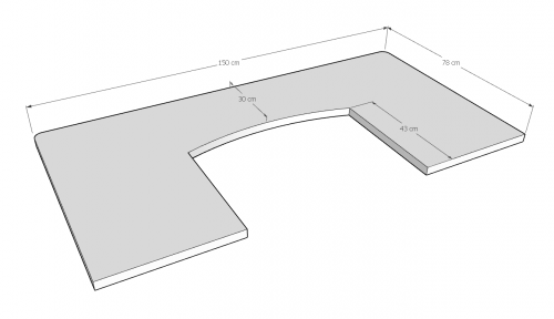 Comptoir Bar 150 cm pour électroménager - Plateau en acier Zingué