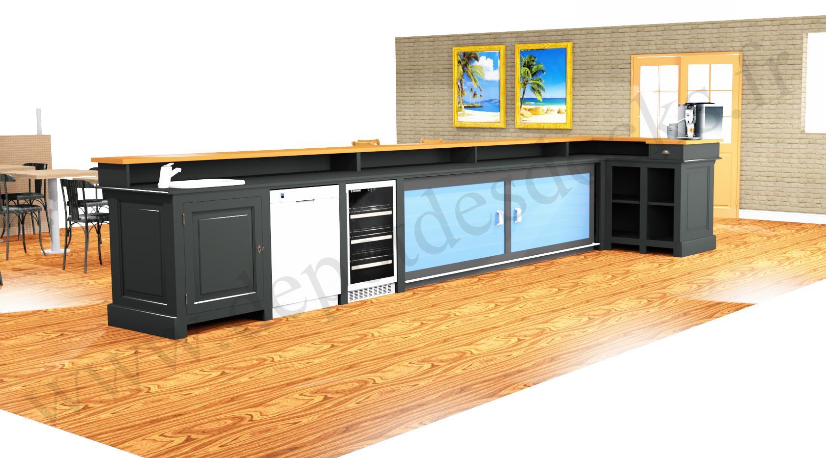Comptoir Bar D Angle Professionnel Avec Espace Lave Verres Machine