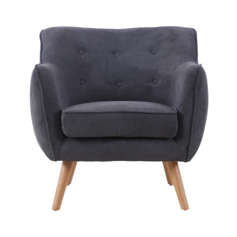 Fauteuil Lund De Style Scandinave En Velours Gris Anthracite
