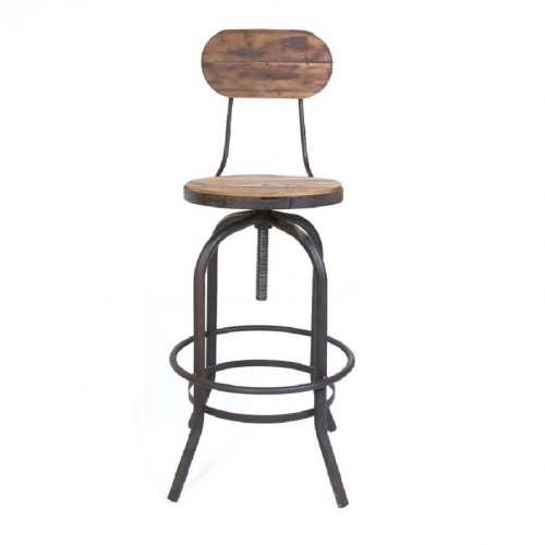 Tabouret de Bar Vintage industriel métal & Vieux Bois réglable