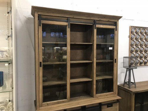 Buffet cabinet vintage industriel métal & vieux bois - 165x50x236 cm