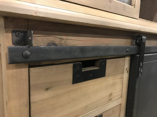 Buffet cabinet vintage industriel métal & vieux bois - 165x50x236 cm