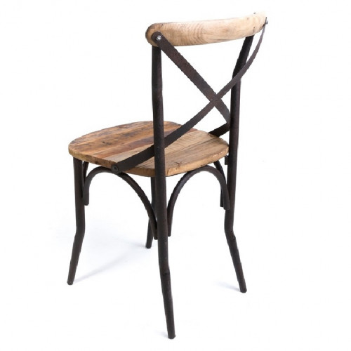 Chaise bistrot de style Vintage industrielle métal et Vieux Bois