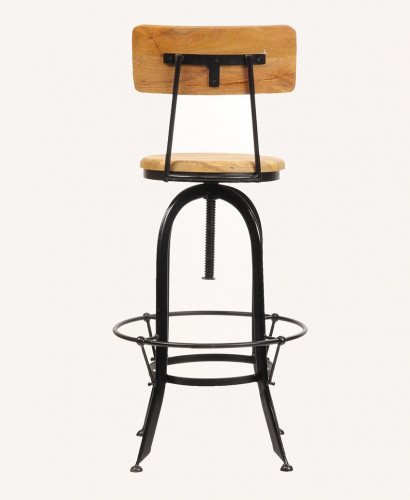 tabouret de bar avec dossier de style industriel assise pivotante & ajustable en hauteur