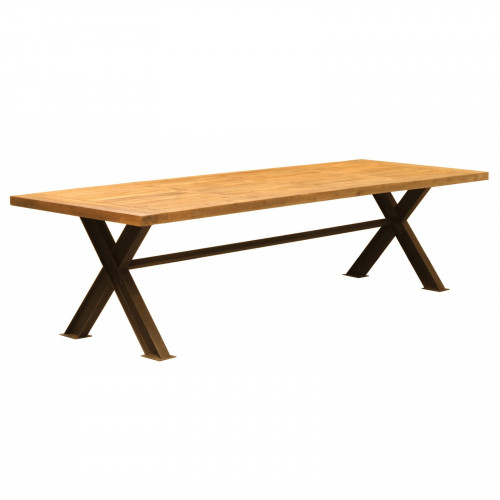 Table de repas Vintage industrielle métal & Vieux Bois - 300x100x78 cm