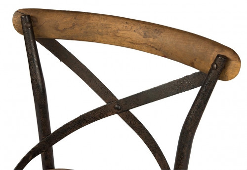 Chaise haute de bar tabouret industriel metal vieux bois