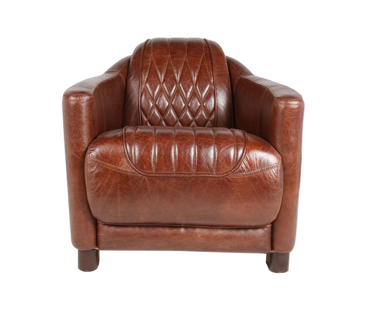 Fauteuil Cabriolet « LE PRESTIGIEUX » en cuir vieilli  Dépôt des Docks