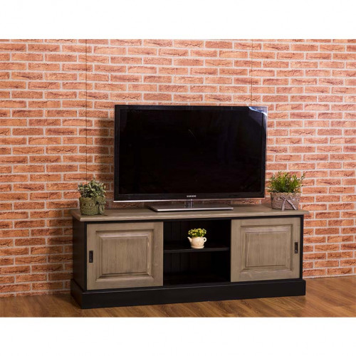 Meuble TV en pin massif ROMANE - 160x46x60 cm