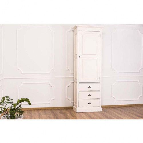 Armoire Bonnetière avec 1 Porte et 3 Tiroirs ROMANE | 75x41x220cm