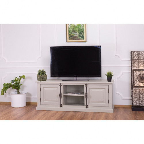 Meuble TV en bois massif ROMANE - 160x46x60 cm