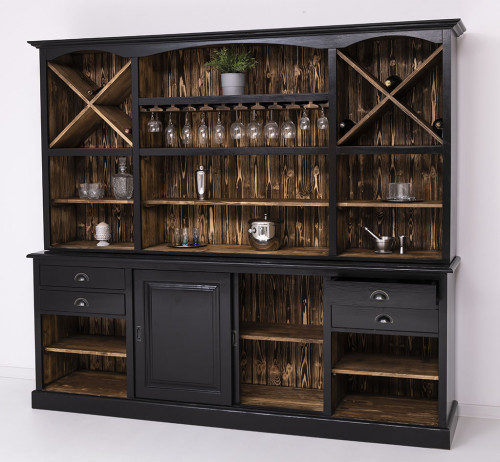 Fond de Bar en bois Massif ROMANE - 240x50x210cm