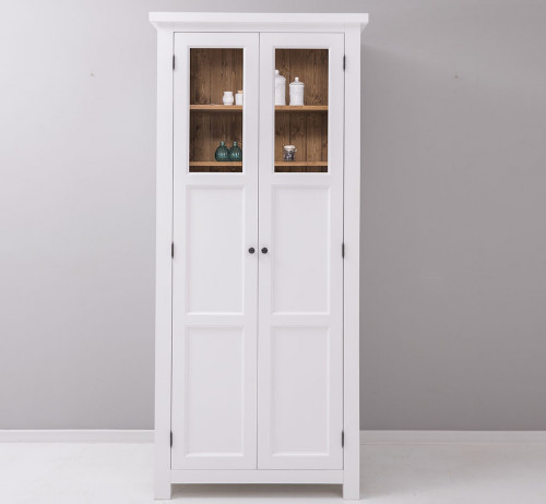 Armoire de cuisine multi-rangements en bois massif ROMANE - 96x65x220cm