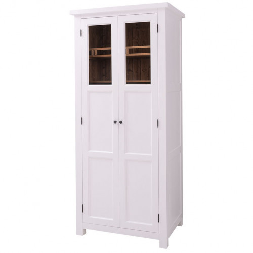 Armoire de cuisine multi-rangements en bois massif ROMANE - 96x65x220cm