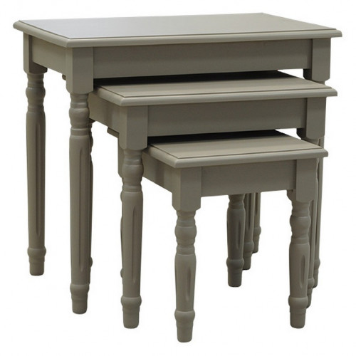 3 Tables Gigogne en Bois Massif ROMANE | 64x40x60cm