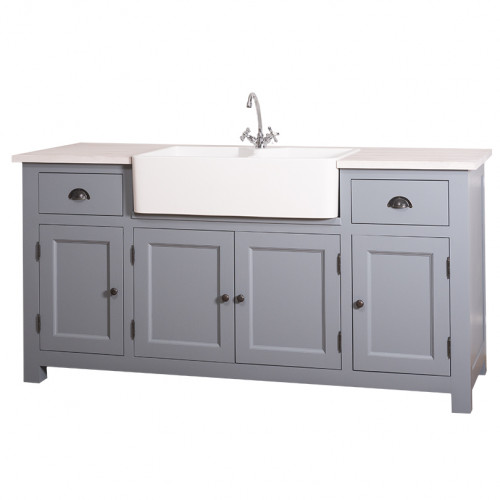 Meuble de cuisine ROMANE avec évier timbre double bacs intégré - 180x65x90 cm